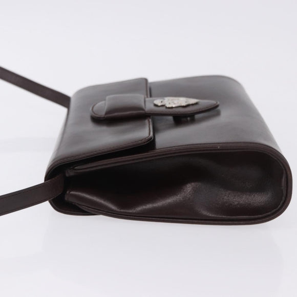 GUCCI Shoulder Bag Leather Brown Silver 004 01 0296 Auth ep15780