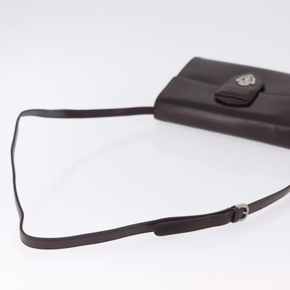 GUCCI Shoulder Bag Leather Brown Silver 004 01 0296 Auth ep15780