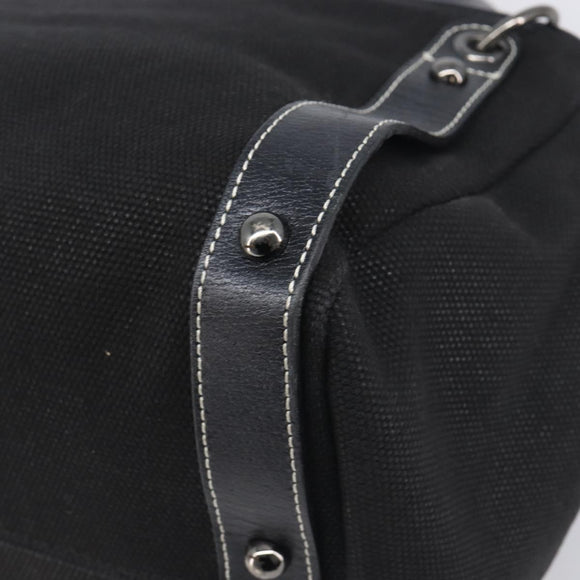 BURBERRY Hand Bag Canvas Black Silver Auth ep15781