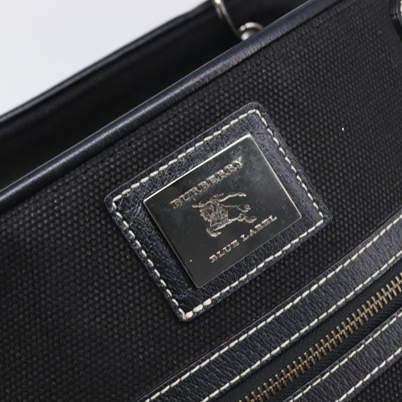 BURBERRY Hand Bag Canvas Black Silver Auth ep15781