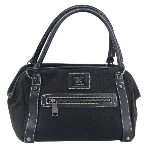 BURBERRY Hand Bag Canvas Black Silver Auth ep15781