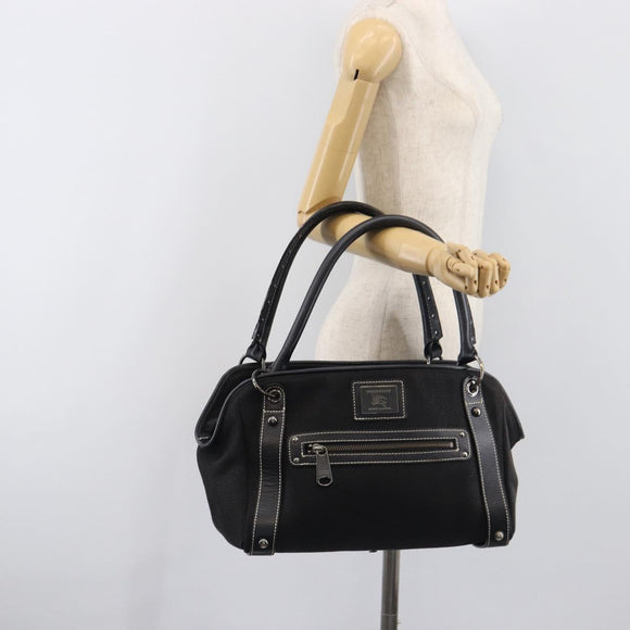 BURBERRY Hand Bag Canvas Black Silver Auth ep15781