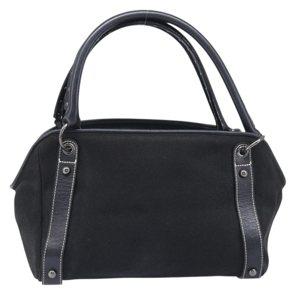 BURBERRY Hand Bag Canvas Black Silver Auth ep15781