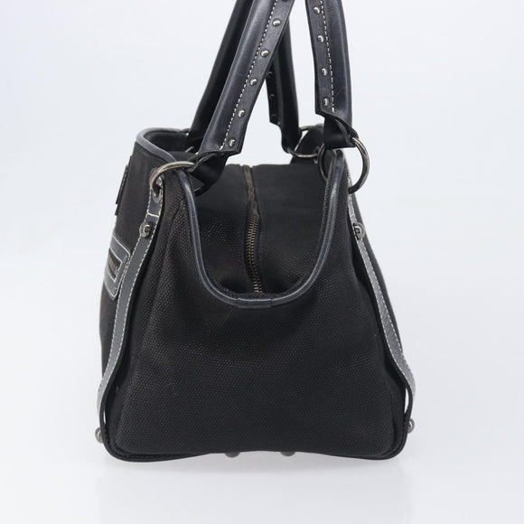 BURBERRY Hand Bag Canvas Black Silver Auth ep15781
