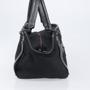 BURBERRY Hand Bag Canvas Black Silver Auth ep15781-5