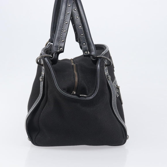 BURBERRY Hand Bag Canvas Black Silver Auth ep15781