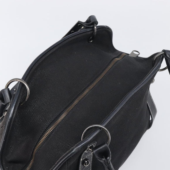 BURBERRY Hand Bag Canvas Black Silver Auth ep15781