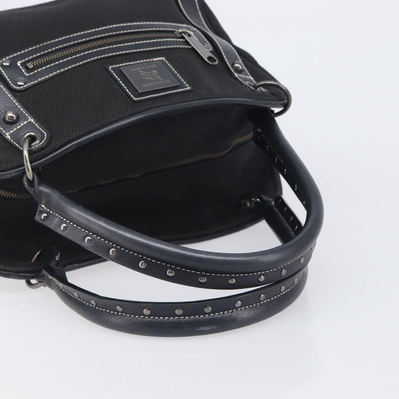 BURBERRY Hand Bag Canvas Black Silver Auth ep15781