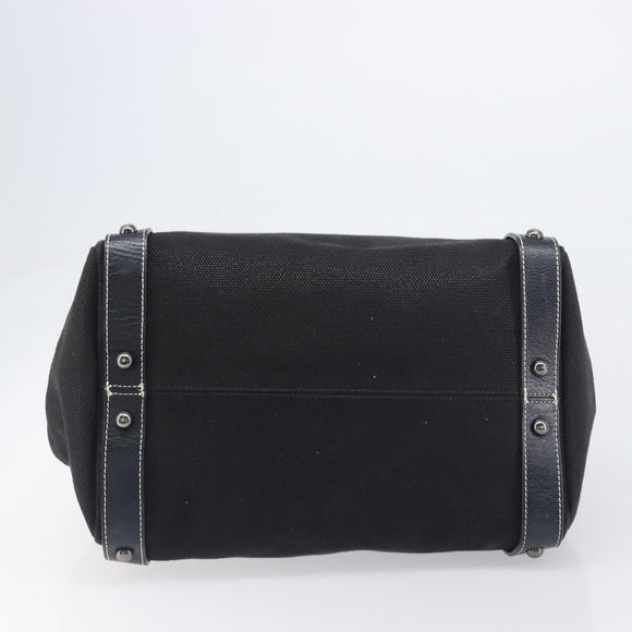 BURBERRY Hand Bag Canvas Black Silver Auth ep15781
