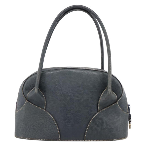 LOEWE Hand Bag Leather Navy Gold Tone Auth ep15784