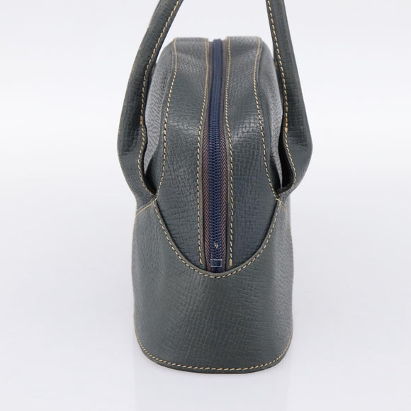 LOEWE Hand Bag Leather Navy Gold Tone Auth ep15784