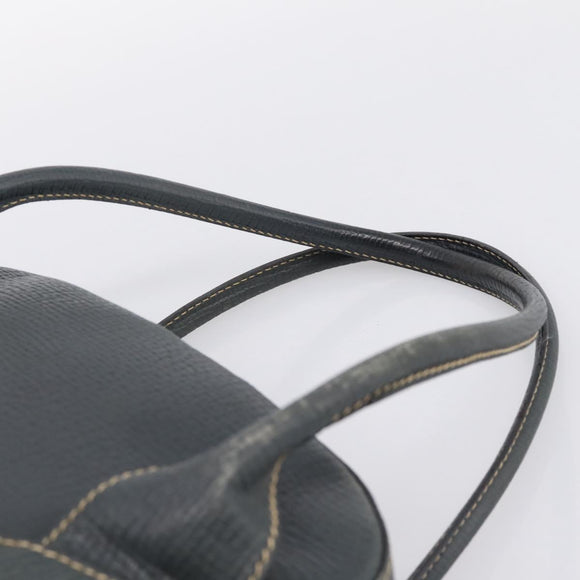 LOEWE Hand Bag Leather Navy Gold Tone Auth ep15784