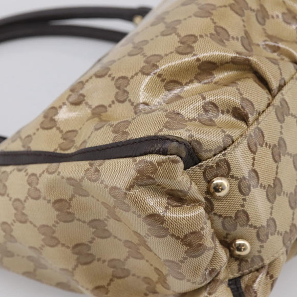 GUCCI GG Crystal Hand Bag Coated Canvas Outlet Beige Gold 327787 Auth ep15785