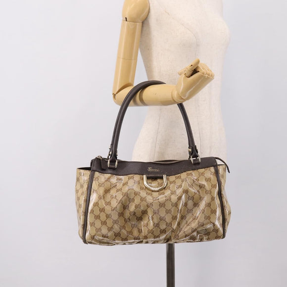 GUCCI GG Crystal Hand Bag Coated Canvas Outlet Beige Gold 327787 Auth ep15785
