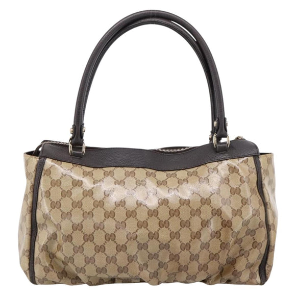 GUCCI GG Crystal Hand Bag Coated Canvas Outlet Beige Gold 327787 Auth ep15785