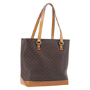 CELINE Macadam Hand Bag PVC Leather Brown Gold Tone Auth ep15786-1