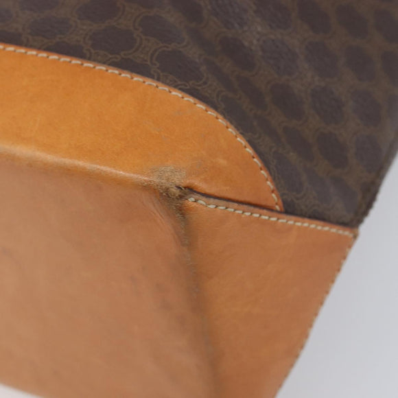 CELINE Macadam Hand Bag PVC Leather Brown Gold Tone Auth ep15786