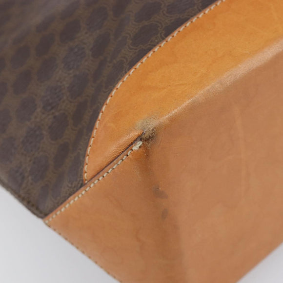 CELINE Macadam Hand Bag PVC Leather Brown Gold Tone Auth ep15786