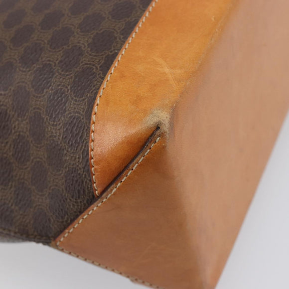 CELINE Macadam Hand Bag PVC Leather Brown Gold Tone Auth ep15786