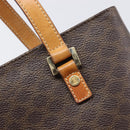CELINE Macadam Hand Bag PVC Leather Brown Gold Tone Auth ep15786-10