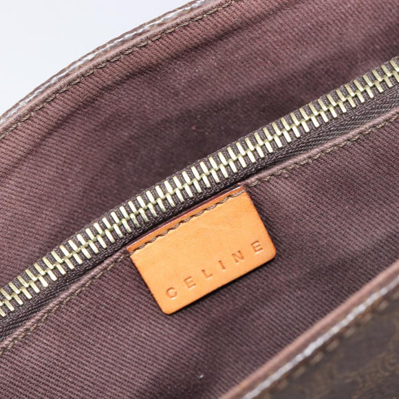 CELINE Macadam Hand Bag PVC Leather Brown Gold Tone Auth ep15786