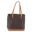 CELINE Macadam Hand Bag PVC Leather Brown Gold Tone Auth ep15786-13