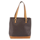 CELINE Macadam Hand Bag PVC Leather Brown Gold Tone Auth ep15786-2