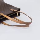 CELINE Macadam Hand Bag PVC Leather Brown Gold Tone Auth ep15786-7