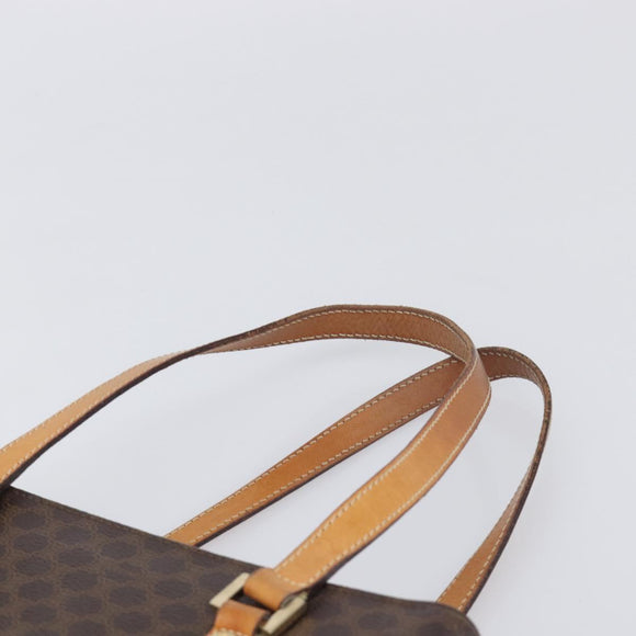 CELINE Macadam Hand Bag PVC Leather Brown Gold Tone Auth ep15786