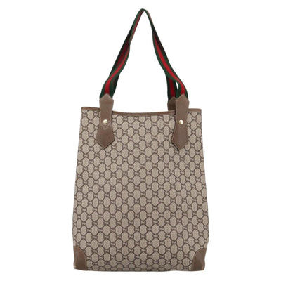GUCCI Plus Hand Bag PVC Leather Beige Gold Tone Auth ep15790 - 0