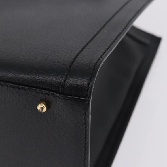 GUCCI Bamboo Hand Bag Leather Black Gold Tone 02 123 0260 Auth ep15795