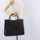 GUCCI Bamboo Hand Bag Leather Black Gold Tone 02 123 0260 Auth ep15795-24