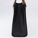 GUCCI Bamboo Hand Bag Leather Black Gold Tone 02 123 0260 Auth ep15795-3