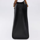 GUCCI Bamboo Hand Bag Leather Black Gold Tone 02 123 0260 Auth ep15795-4