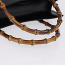 GUCCI Bamboo Hand Bag Leather Black Gold Tone 02 123 0260 Auth ep15795-7