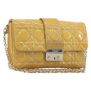 Christian Dior Canage Chain Shoulder Bag Patent Yellow Gold Tone Auth ep15798-1