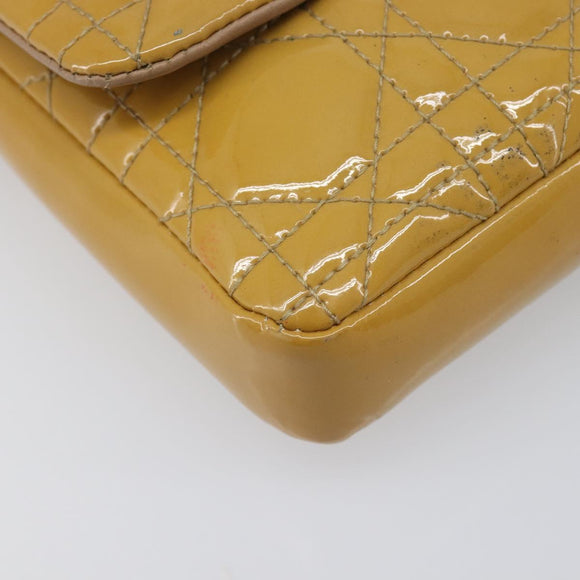 Christian Dior Canage Chain Shoulder Bag Patent Yellow Gold Tone Auth ep15798
