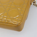 Christian Dior Canage Chain Shoulder Bag Patent Yellow Gold Tone Auth ep15798-12