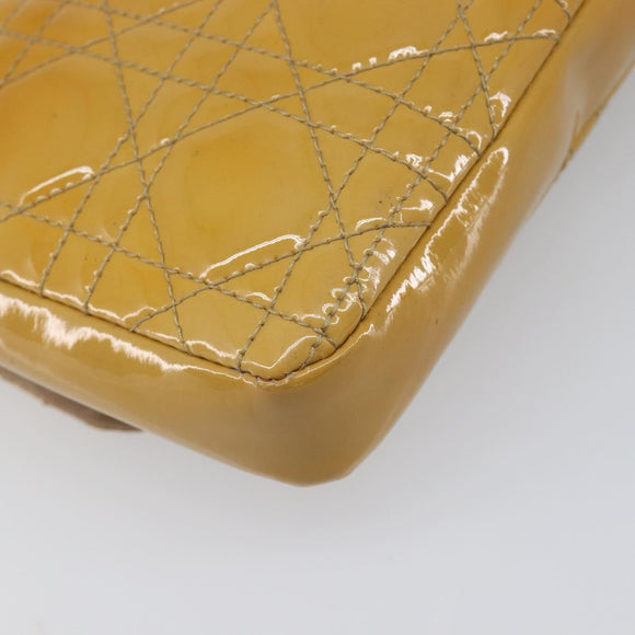Christian Dior Canage Chain Shoulder Bag Patent Yellow Gold Tone Auth ep15798