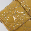 Christian Dior Canage Chain Shoulder Bag Patent Yellow Gold Tone Auth ep15798-16