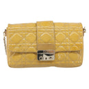 Christian Dior Canage Chain Shoulder Bag Patent Yellow Gold Tone Auth ep15798-2