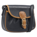 CELINE Shoulder Bag Leather Black Gold Tone Auth ep15799-1