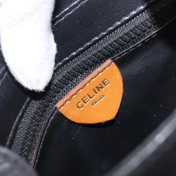 CELINE Shoulder Bag Leather Black Gold Tone Auth ep15799