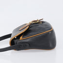 CELINE Shoulder Bag Leather Black Gold Tone Auth ep15799-4