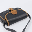 CELINE Shoulder Bag Leather Black Gold Tone Auth ep15799-6