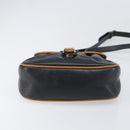 CELINE Shoulder Bag Leather Black Gold Tone Auth ep15799-5