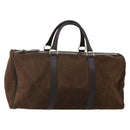 Christian Dior Trotter Boston Bag Suede Brown Gold Tone Auth ep15800-1