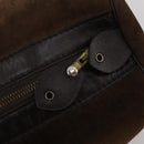 Christian Dior Trotter Boston Bag Suede Brown Gold Tone Auth ep15800-10
