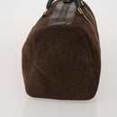 Christian Dior Trotter Boston Bag Suede Brown Gold Tone Auth ep15800-3