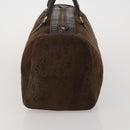 Christian Dior Trotter Boston Bag Suede Brown Gold Tone Auth ep15800-4